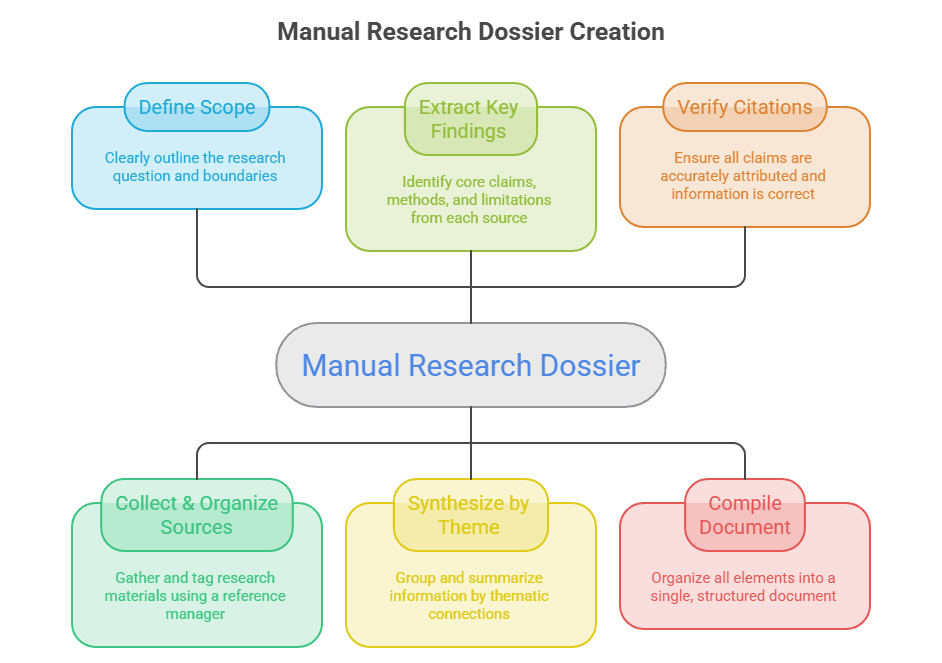 how to generate a research dossier manually